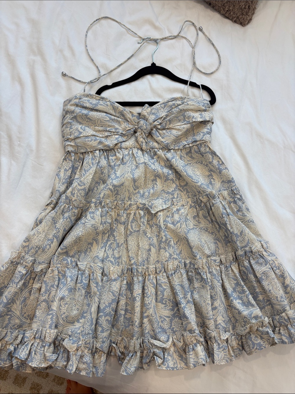 Zimmermann Blue and Cream Paisley Mini Dress